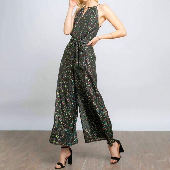 Eva Franco Anthropologie 'Edita' Halter Metallic Clip Dot Jumpsuit Size 0 - Picture 1 of 8